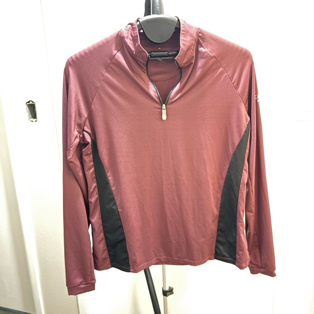 Kastel Denmark Long Sleeve Burgundy with Black Trim Quarter-Zip Pullover